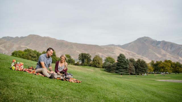 Couple Having Picnic at Sugar House Park
