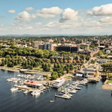 Burlington Waterfront Aerial over looking downtown