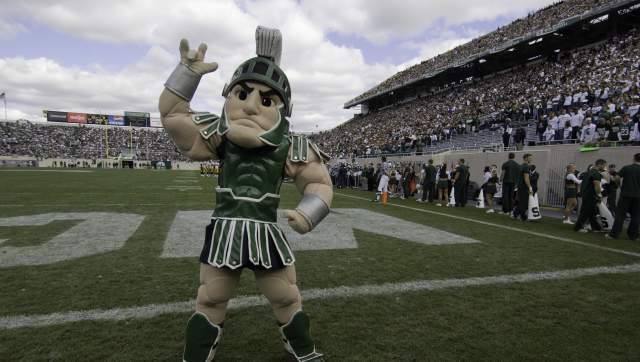 Sparty on the football field