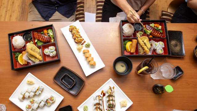 Table full of tasty and colorful food at Sansu Sushi and Cocktails
