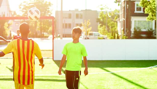 Kids playing soccer