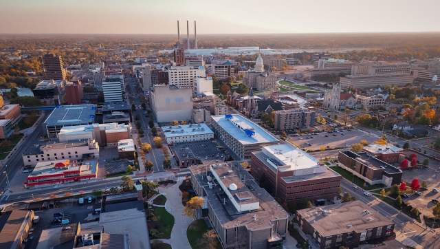 Arial view of downtown Lansing