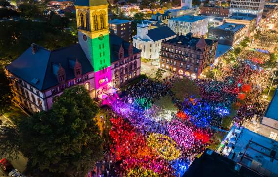 Aerial view of the 2023 Cambridge Dance Party