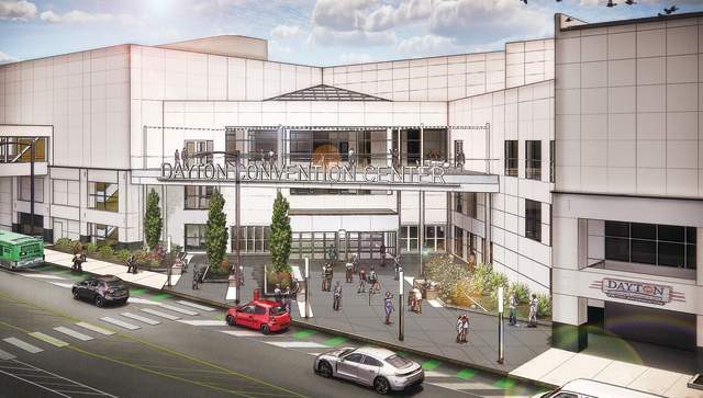 A rendering of the renovated front entrance of the Dayton Convention Center