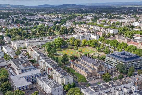 Aerial footage image of Cheltenham