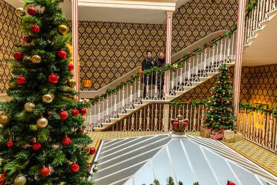 Festive staircase at the Queens Hotel, Cheltenham.
