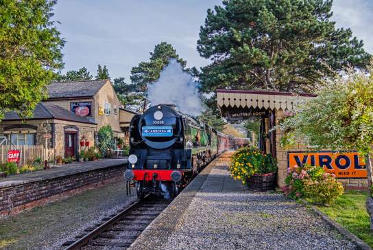 A steam train at Gloucestershire Warwickshire Steam Railway, photographed by Jack Boskett.