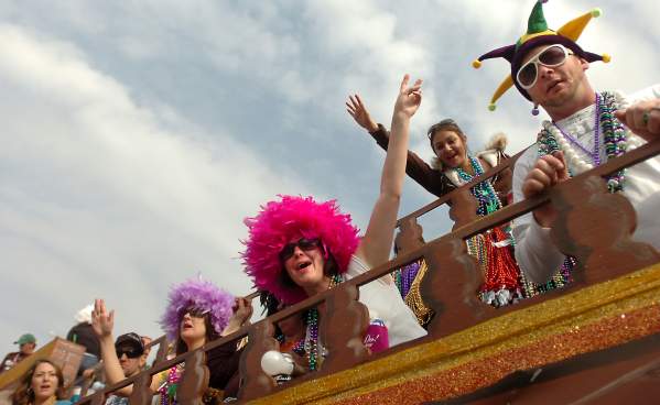People Celebrating Mardi Gras In Beaumont, TX