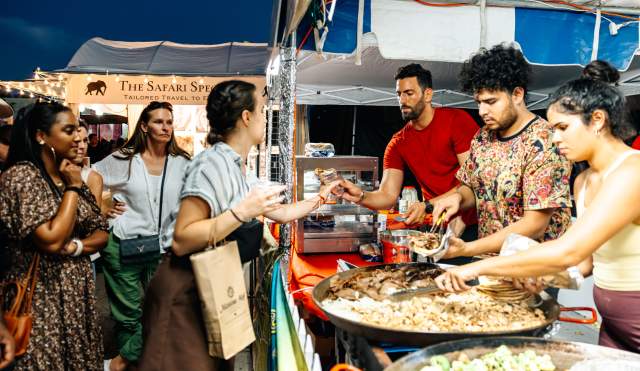 GrapeFest food vendors and guests