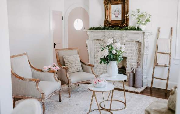 cottage style living room in an airbnb