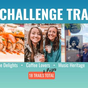 Graphic featuring a variety of people enjoying different places in Clarksville.