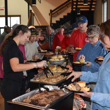 group at a buffet meal