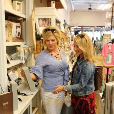 Ladies shopping downtown