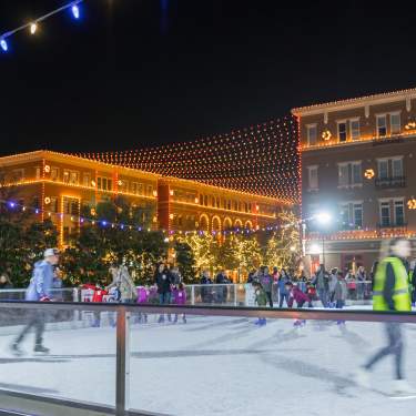 Ice skaters at Christmas in the Square