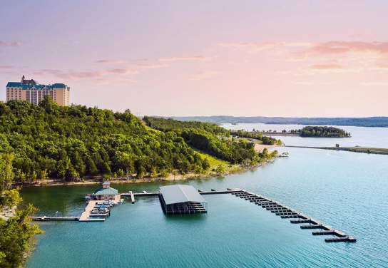 Chateau on the Lake Sunset Scenic Summer Lodging Spring Marina