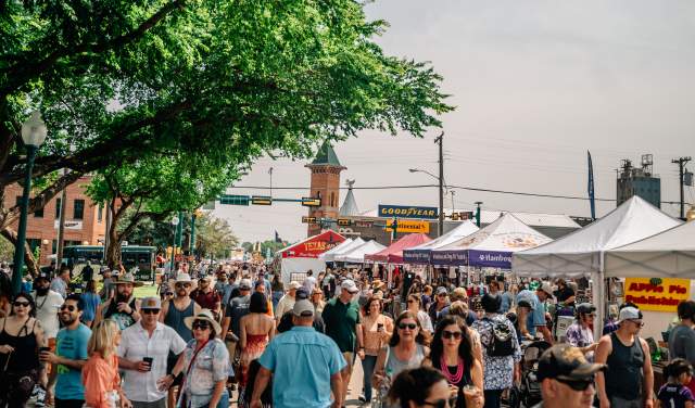 Crowd of people at Main Street Fest in Grapevine, Texas