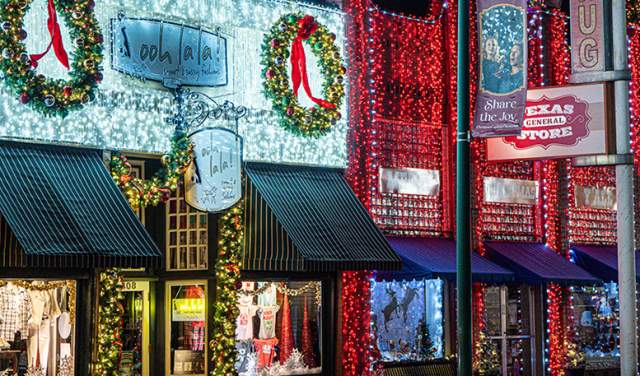 Grapevine's Historic Main Street during Christmas Capital of Texas