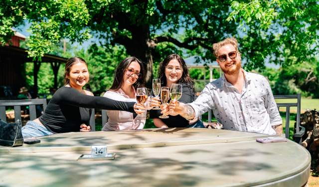 A group taking part in New Vintage Wineries & Galleries Trail in Grapevine, Texas