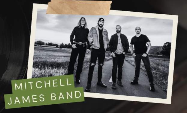 Event Graphic promoting  Mitchell James Band as a featured musical guest for Gilroy Downtown Live Summer Concert Series.