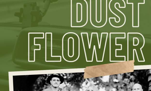 Event Graphic promoting Dustflower Band as a featured musical guest for Gilroy Downtown Live Summer Concert Series.