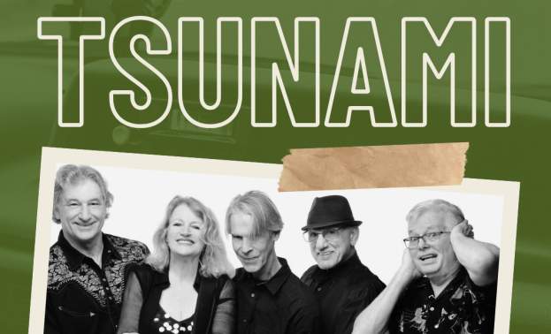 Event Graphic promoting Tsunami Band as a featured musical guest for Gilroy Downtown Live Summer Concert Series.