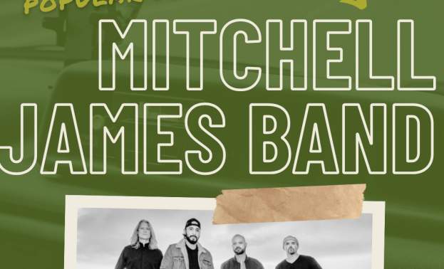 Event Graphic promoting  Mitchell James Band as a featured musical guest for Gilroy Downtown Live Summer Concert Series.