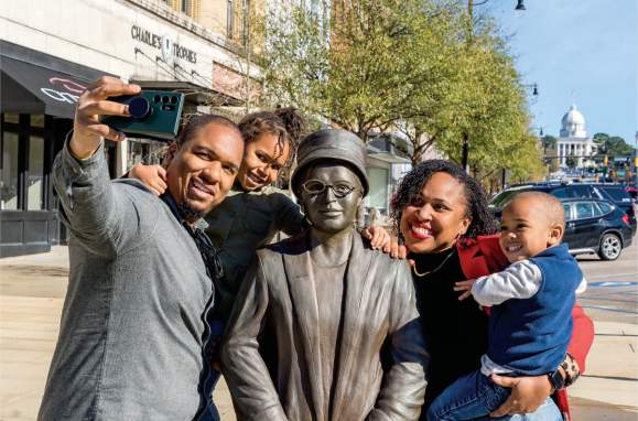 Family at Rosa Parks Statue