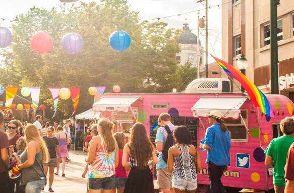 People walking around at Pridefest