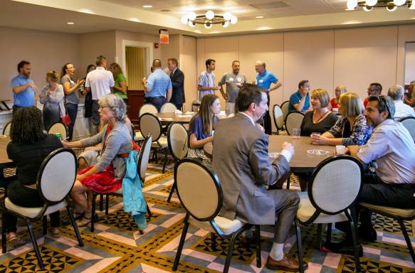 An after-hours gathering at the Graduate Bloomington Hotel