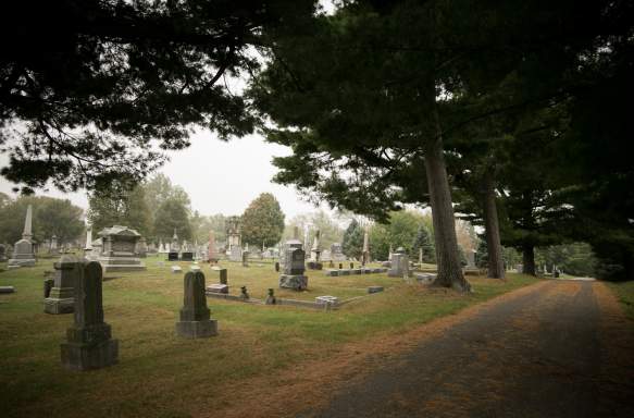 An overcast day at Rose Hill Cemetery in Bloomington, IN