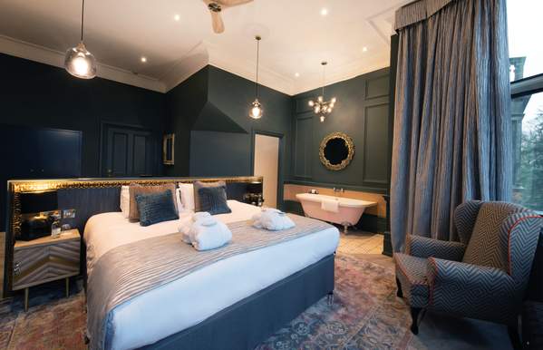 Refurbished bedroom suite at Hoar Cross Hall Hotel