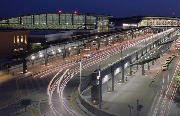 Rhode Island T.F. Green International Airport at night