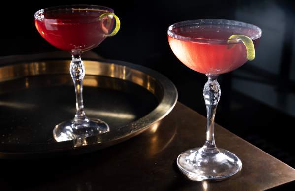 two  cocktail  glasses  on  table