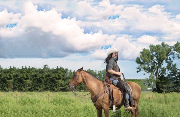 Buffalo Bill Backwards on Horse
