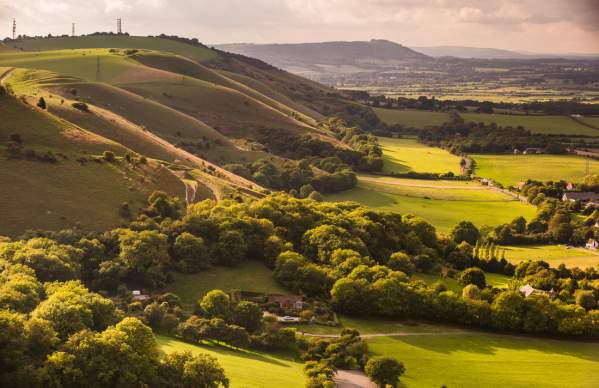 A panoramic view over Fulking in the south downs national park