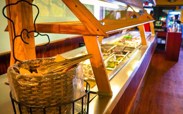 A salad bar at a local resaurant, Mr & Mrs J's.