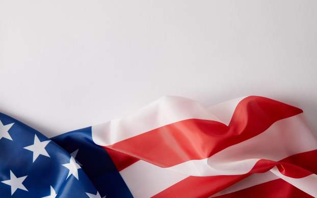 American Flag on White Background
