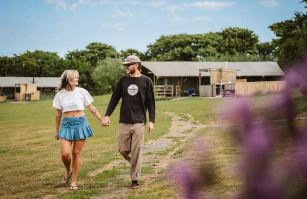 A couple holding hands