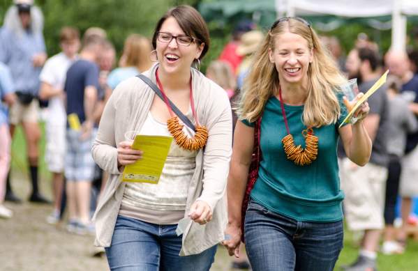 Two smiling women at Beer Festival
