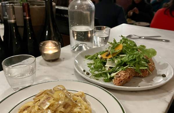 Inside Spencer restaurant with meals