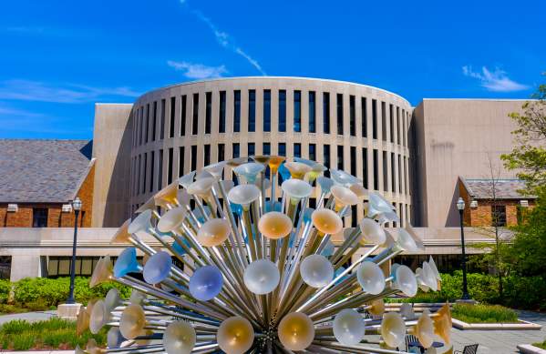 A Chorus of Trumpets sculpture on the campus of Indiana State University in Terre Haute, Indiana