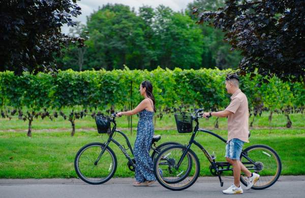 Couple biking