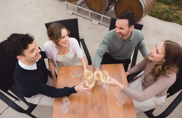 Group of friends drinking wine