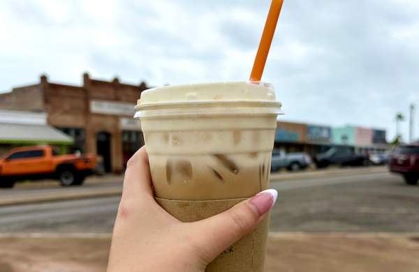 iced coffee in downtown Rockport