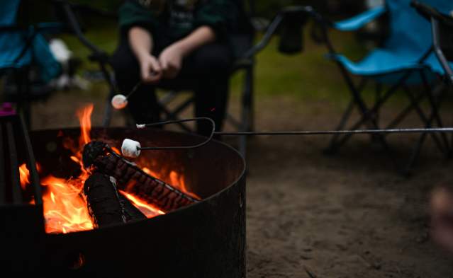 Camping and smores at Honeyman