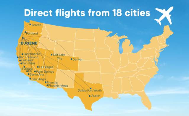 EUG direct flights map