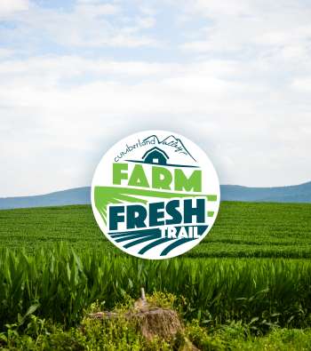 Cumberland Valley Farm Fresh Trail logo over cornfield scene