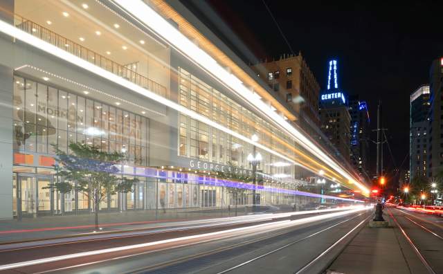 TRAX Light-Rail Train in front of Eccles Theater