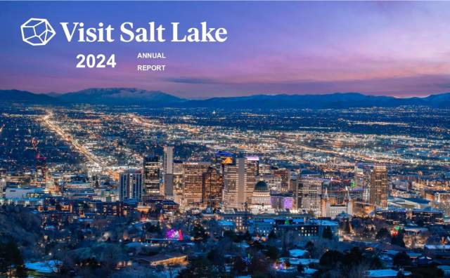 Skyline view of Salt Lake Valley looking south from above the Utah State Capitol at sunset