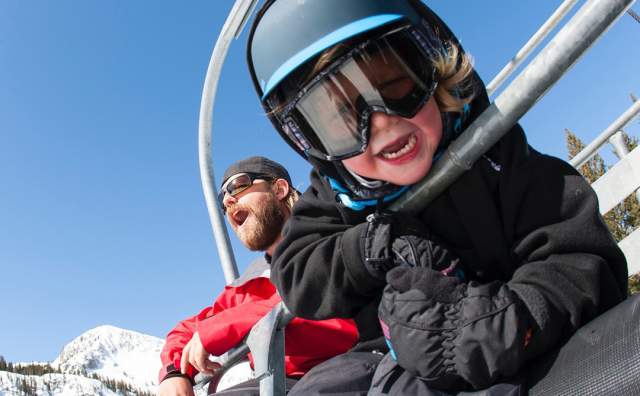 Kid on Ski Lift at Brighton